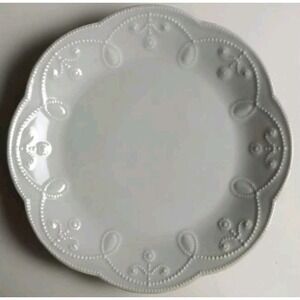 1 Lenox French Perle Gray 9" Accent Luncheon Salad Plate Beaded Scroll Scalloped